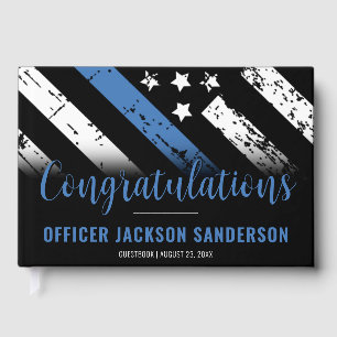 Livre D'or Ligne Bleue Mince Police Police Retraite