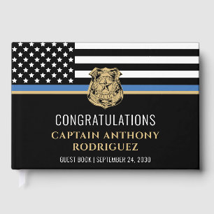 Livre D'or Ligne Bleue Mince Police Police Retraite