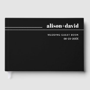 Livre D'or Lignes courbes blanches et typographie mariage noi