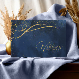 Livre D'or Lignes d'or fin Abstrait Mariage Navy ID867