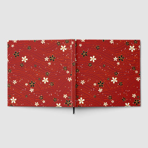 Livre D'or Lignes ondulées, ornées de fleurs noires et blanch
