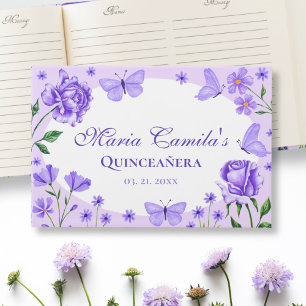 Livre D'or Lilac Purple Floral Quinceañera 15e anniversaire