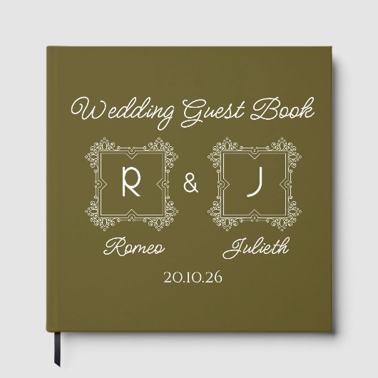 Livre D'or Lime Baroque Monogram Wedding Guest Book (Recto)