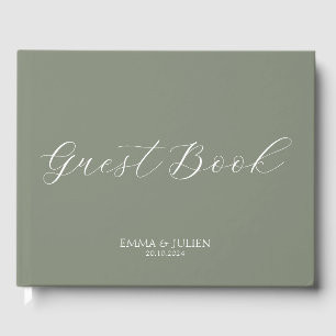 Livre D'or Livres d'hôtes mariage vert Sage simple