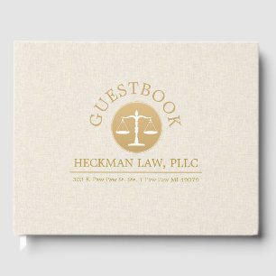 Livre D'or Logo de justice en or en lin beige