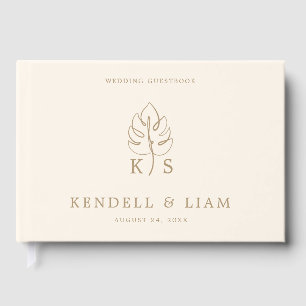 Livre D'or Logo de mariage monogramme Monstera