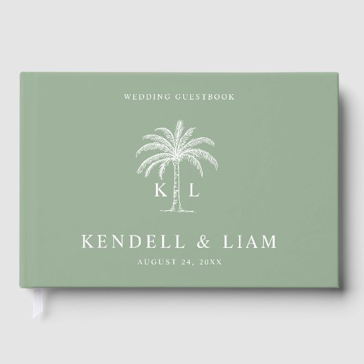 Livre D'or Logo du Mariage Monogramme Palm Tree (Recto)