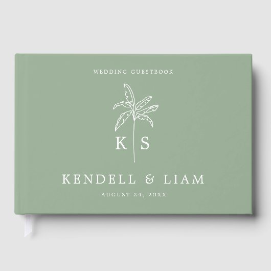 Livre D'or Logo du Mariage Monogramme Palm Tree (Recto)