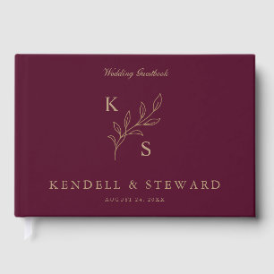 Livre D'or Logo Monogramme Élégant de Mariage Floral de Verdu