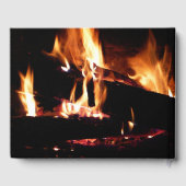 Livre D'or Logs dans la cheminée Photographie de feu chaud (Verso)