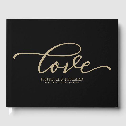 Livre D'or Love Chic Gold Script Mariage noir (Recto)