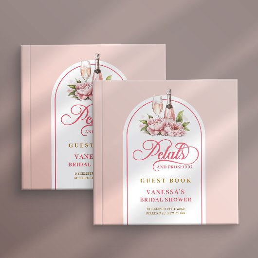 Livre D'or Lovely blush and gold petals prosecco guest book