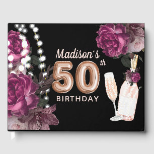 Livre D'or Luxe 50e anniversaire Vin Rose personnalisé