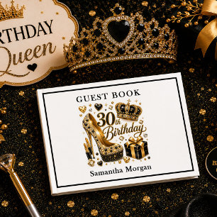 Livre d'or Luxe Paillettes Or et Noir pour les 30