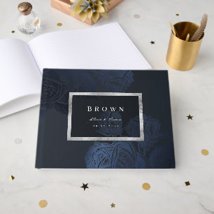 Livre D'or Luxe rose marine argent vintage mariage botanique 
