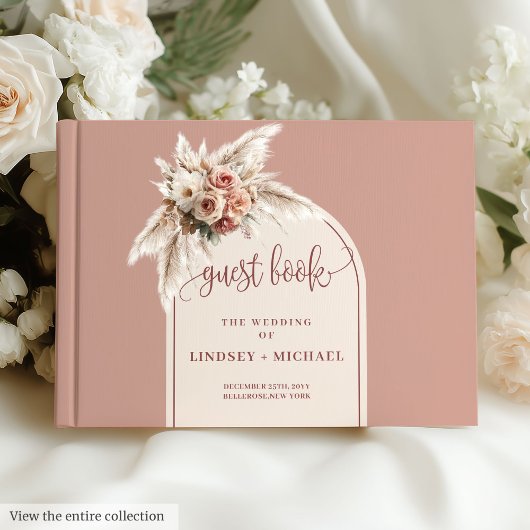 Livre D'or Luxueux Pampas Rose Pampas Arch Mariage Floral