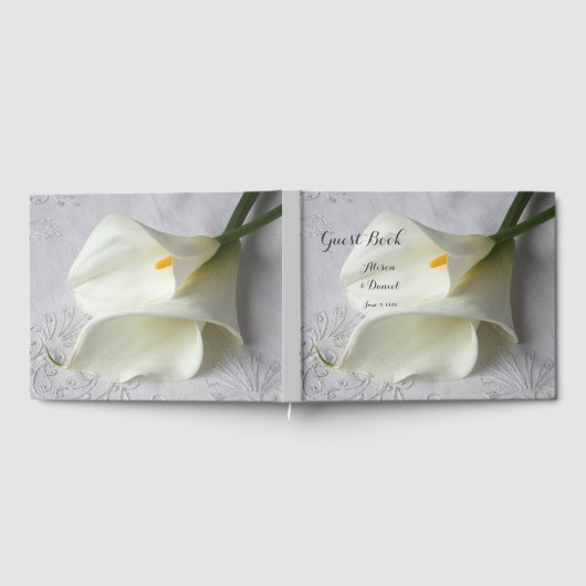 Livre D'or Lys calla blanc sur lin (Complet)