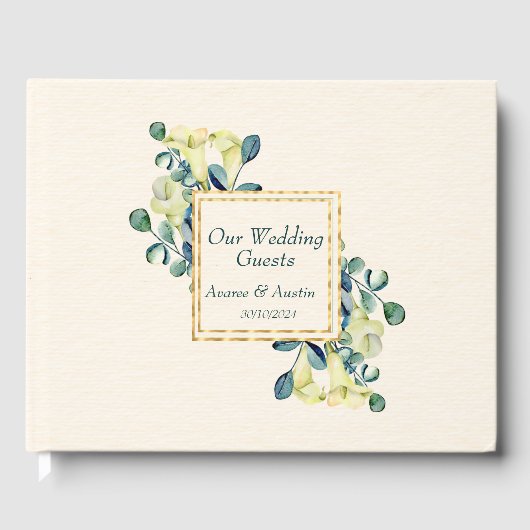 Livre D'or Lys de Cala blanc et Mariage d'Eucalyptus (Recto)