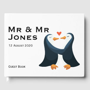 Livre D'or M. et M. Penguins Mariage Guest Book (Custom)