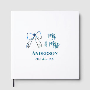 Livre D'or M. & Mme ajouter nom date mariage faveur arc bleu 