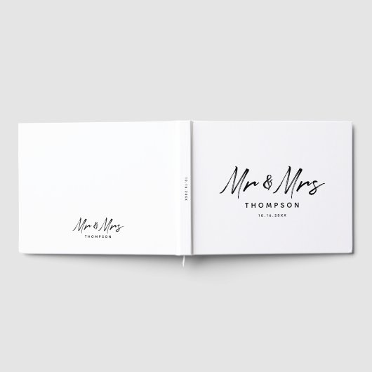 Livre D'or M. & Mme Modern Black White Script Mariage (Complet)
