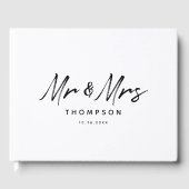 Livre D'or M. & Mme Modern Black White Script Mariage (Recto)