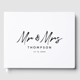 Livre D'or M. & Mme Modern Black White Script Mariage