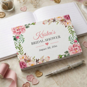 Livre D'or Magnifique Fête de Mariage Florale Rose Tendue