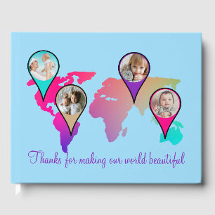 Livre D'or Magnifique Multicolor World Map Photo Collage