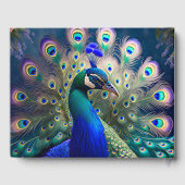 Livre D'or Magnifique paon avec plumage sarcelle et or (Verso)