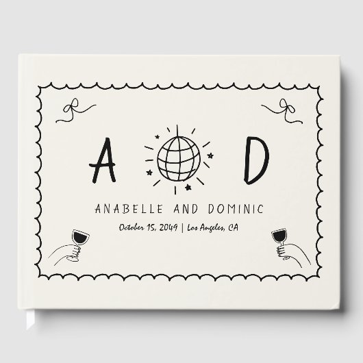 Livre D'or Main Whimsical tirée main manuscrite Mariage franç (Recto)