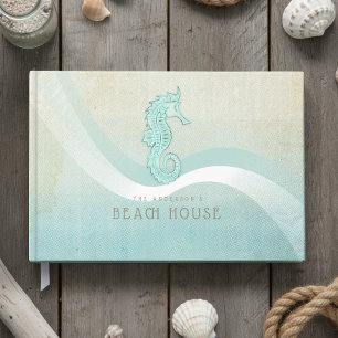 Livre D'or Maison de plage Seahorse Nautical Bleu Aqua ID623