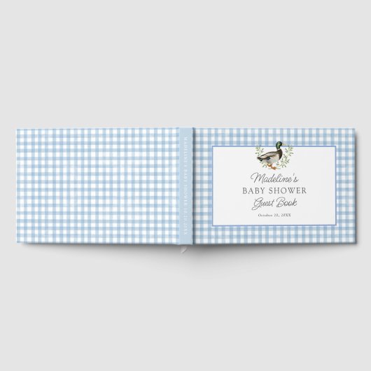 Livre D'or Mallard Duck Blue Gingham Baby Shower (Complet)