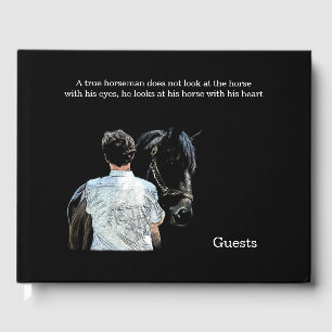 Livre D'or Man Holding Horse Dark Guest Book
