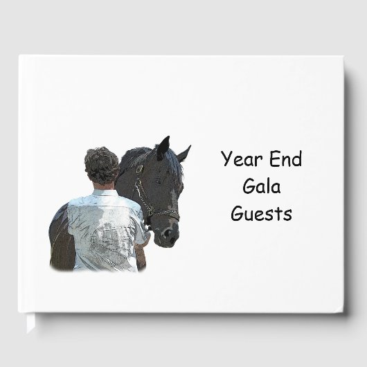 Livre D'or Man Holding Horse Light Guest Book (Recto)