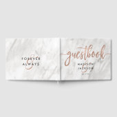 Livre D'or Marbre blanc & Rose Gold Moderne Mariage Monogramm (Complet)