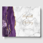 Livre D'or Marbre de script doré à l'agate violette moderne (Recto)