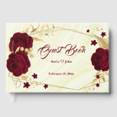 Livre D'or marbre géométrique feuille chic bordeaux (Recto)