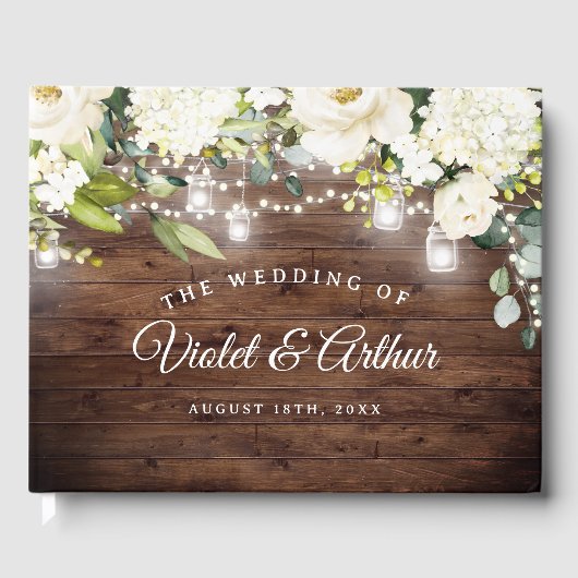 Livre D'or Mariage à cordes florales rustiques (Recto)