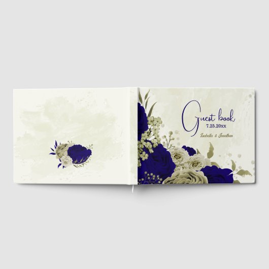 Livre D'or Mariage à fleurs bleu Royal (Complet)