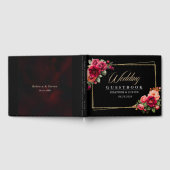 Livre D'or Mariage à fleurs noir rouge chic (Complet)
