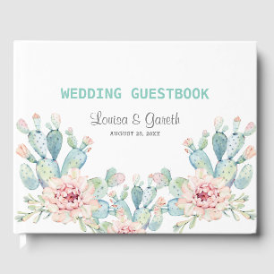 Livre D'or Mariage à fleurs Pastel Cactus