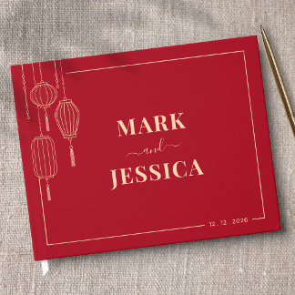 Livre D'or Mariage à la lanterne chinoise traditionnelle (ROU