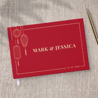 Livre D'or Mariage à la lanterne chinoise traditionnelle (ROU