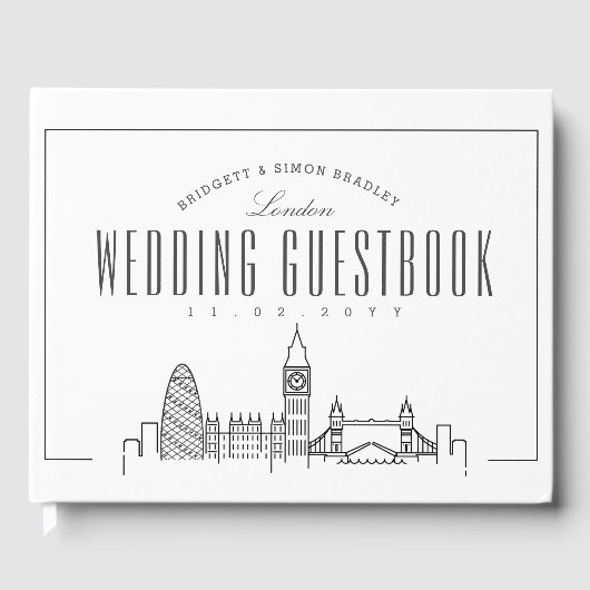 Livre D'or Mariage À Londres | Ligne Skyline Déco moderne (Recto)