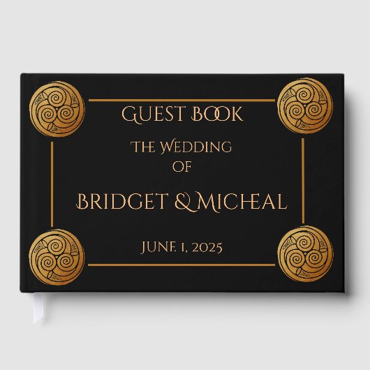 Livre D'or Mariage à swirl à noeud triple celtique (Recto)