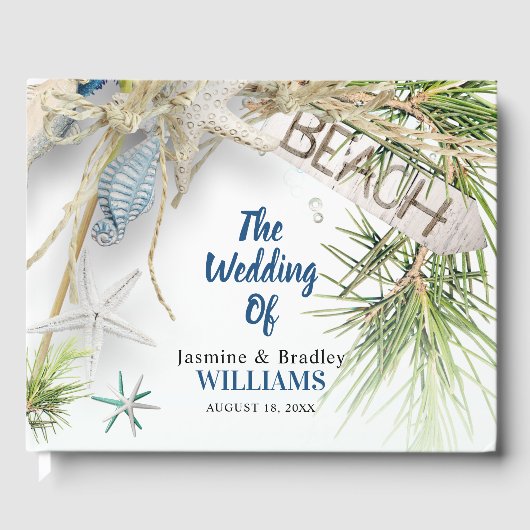 Livre D'or Mariage à thème de plage moderne (Recto)