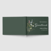 Livre D'or Mariage à thème Fleur sauvage couleur vert foncé (Complet)