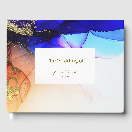 Livre D'or Mariage Abstrait bleu saphir (Recto)