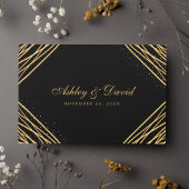 Livre D'or Mariage Abstrait géométrique noir et or